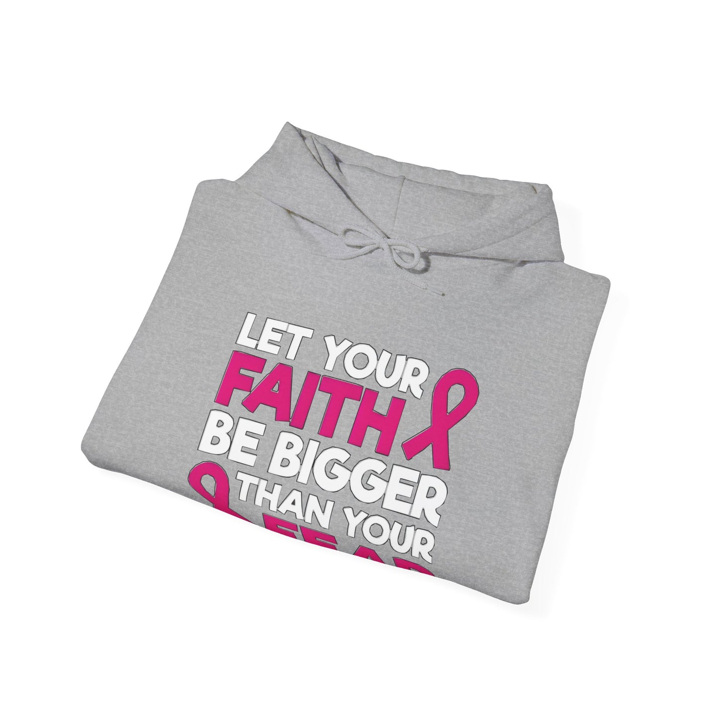 Pink Ribbon Faith Hooded Sweatshirt - Inspirational Gift for Breast Cancer Awareness, Cozy Fashion, Everyday Wear, Supportive Message