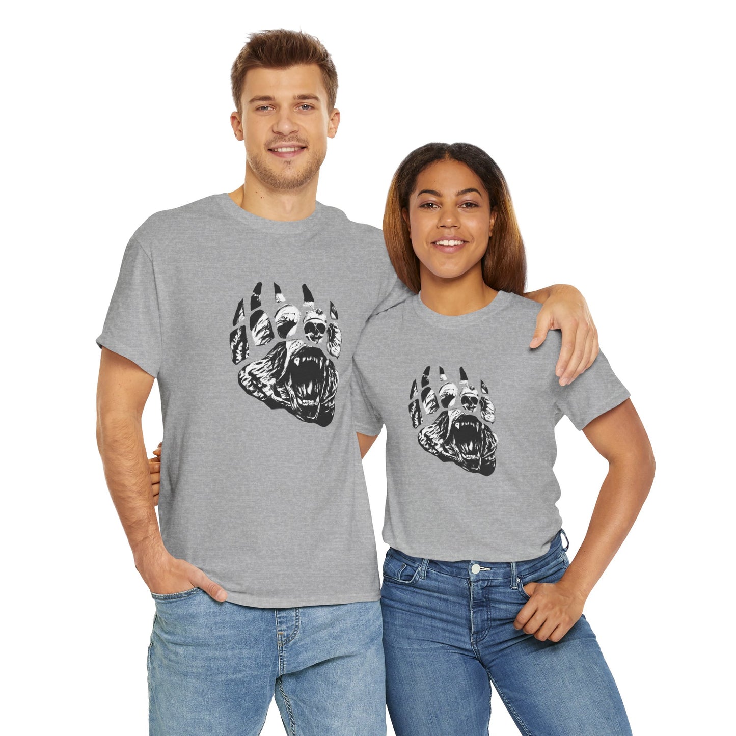 Bear face in bear paw Unisex Heavy Cotton Tee
