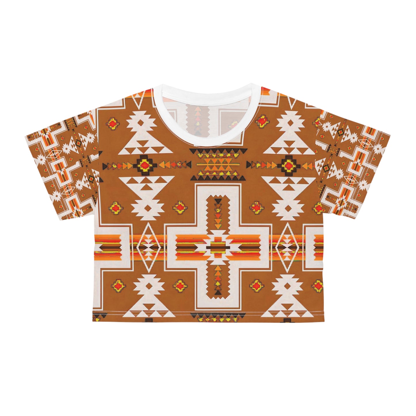 Brown native print Crop Tee (AOP)