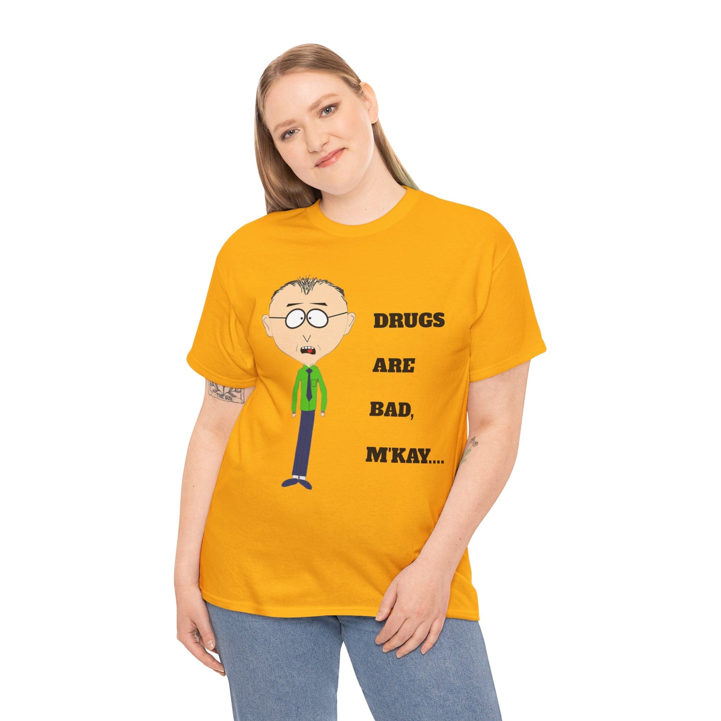 Drugs are bad, m'kay Unisex Heavy Cotton Tee