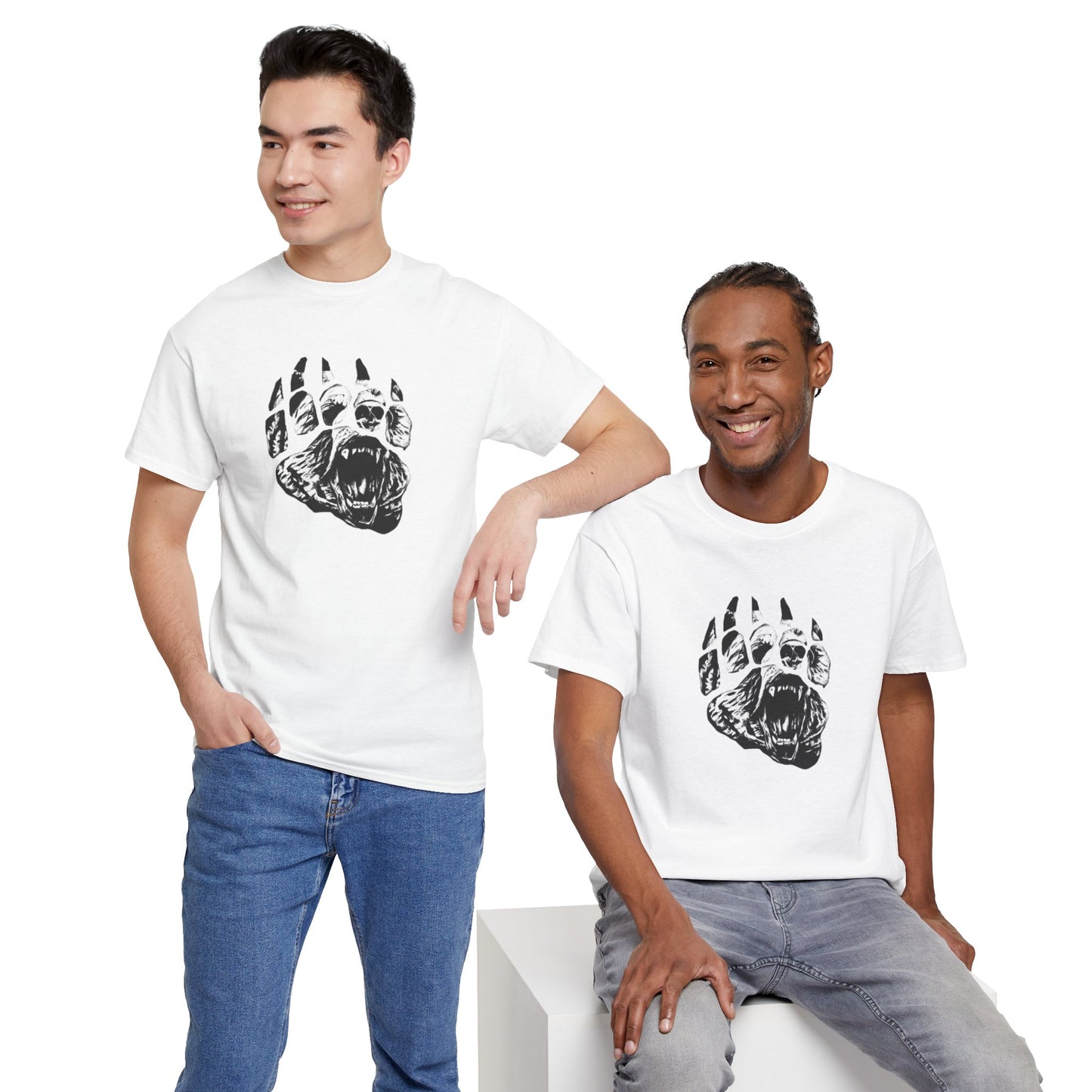 Bear face in bear paw Unisex Heavy Cotton Tee