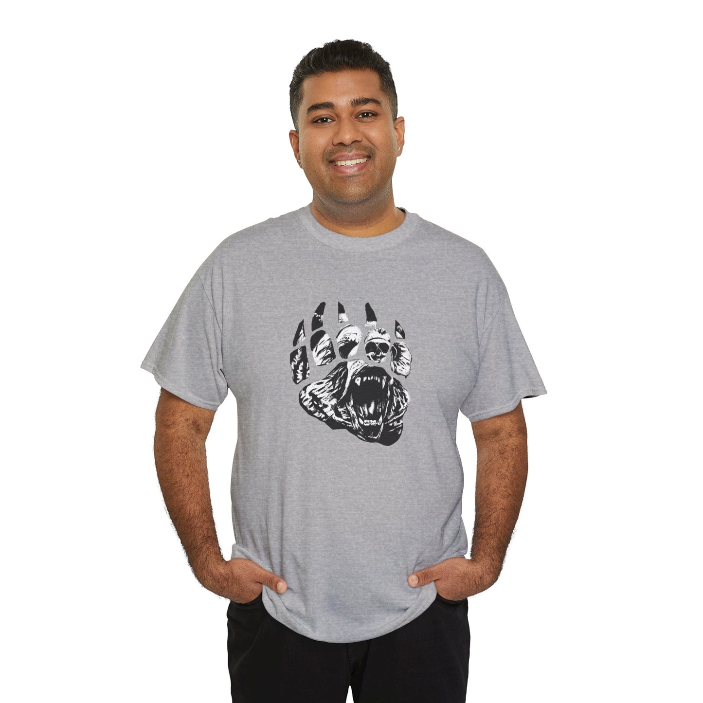 Bear face in bear paw Unisex Heavy Cotton Tee