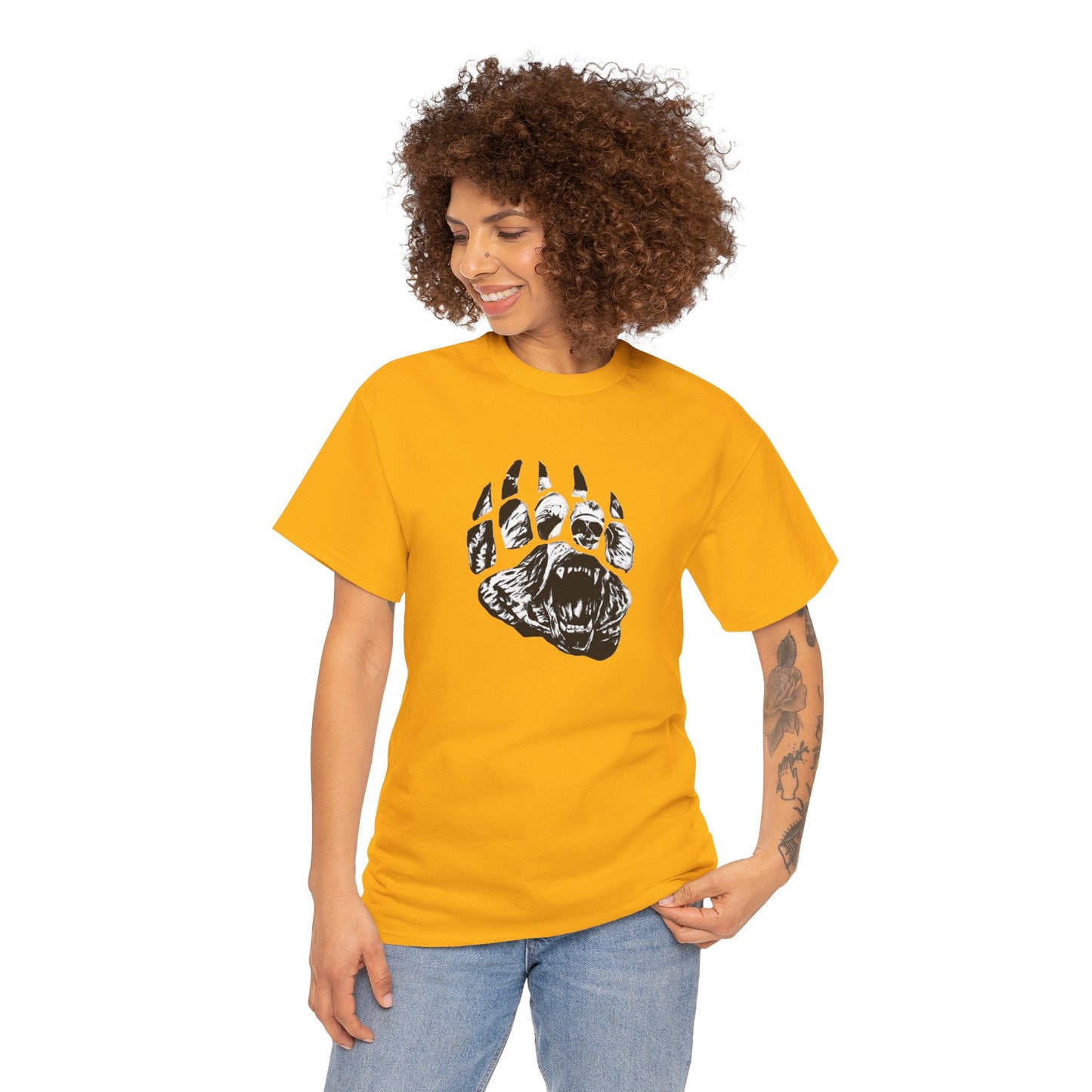 Bear face in bear paw Unisex Heavy Cotton Tee