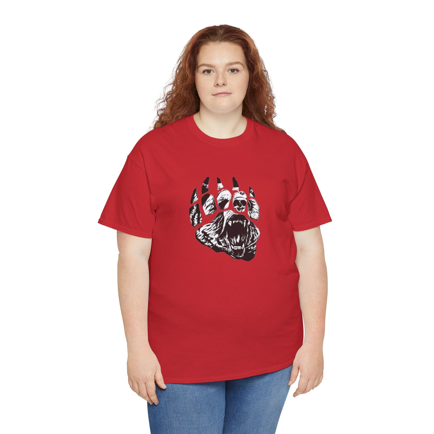 Bear face in bear paw Unisex Heavy Cotton Tee