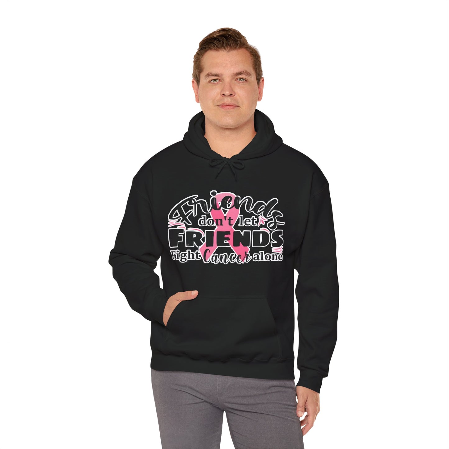 Friends Don't Let Friends Fight Cancer Alone Hoodie, Unisex Sweatshirt, Gift for Cancer Awareness, Support Friends, Encouragement Apparel