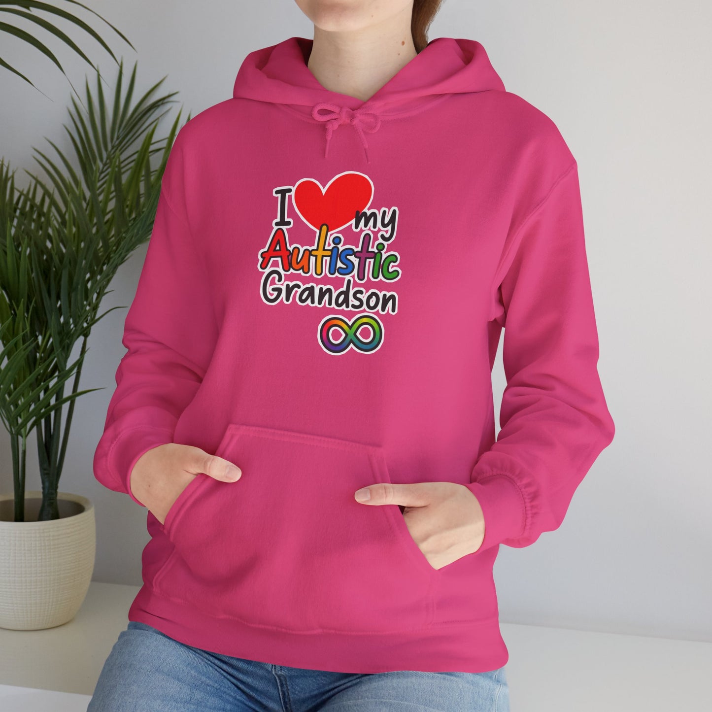 Autistic Grandson Hoodie — "I  LOVE My Autistic Grandson" Colorful Puzzle Infinity Design