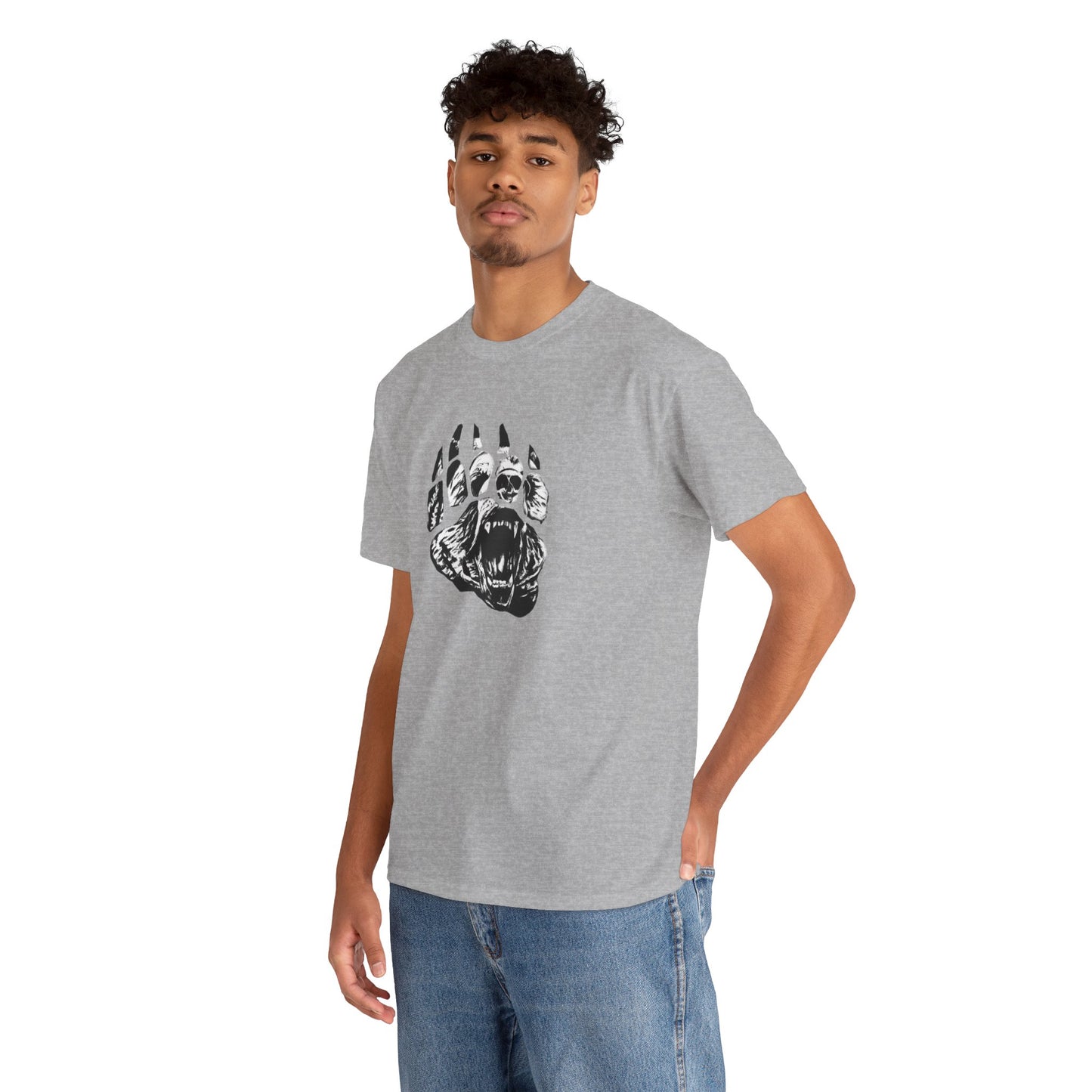 Bear face in bear paw Unisex Heavy Cotton Tee