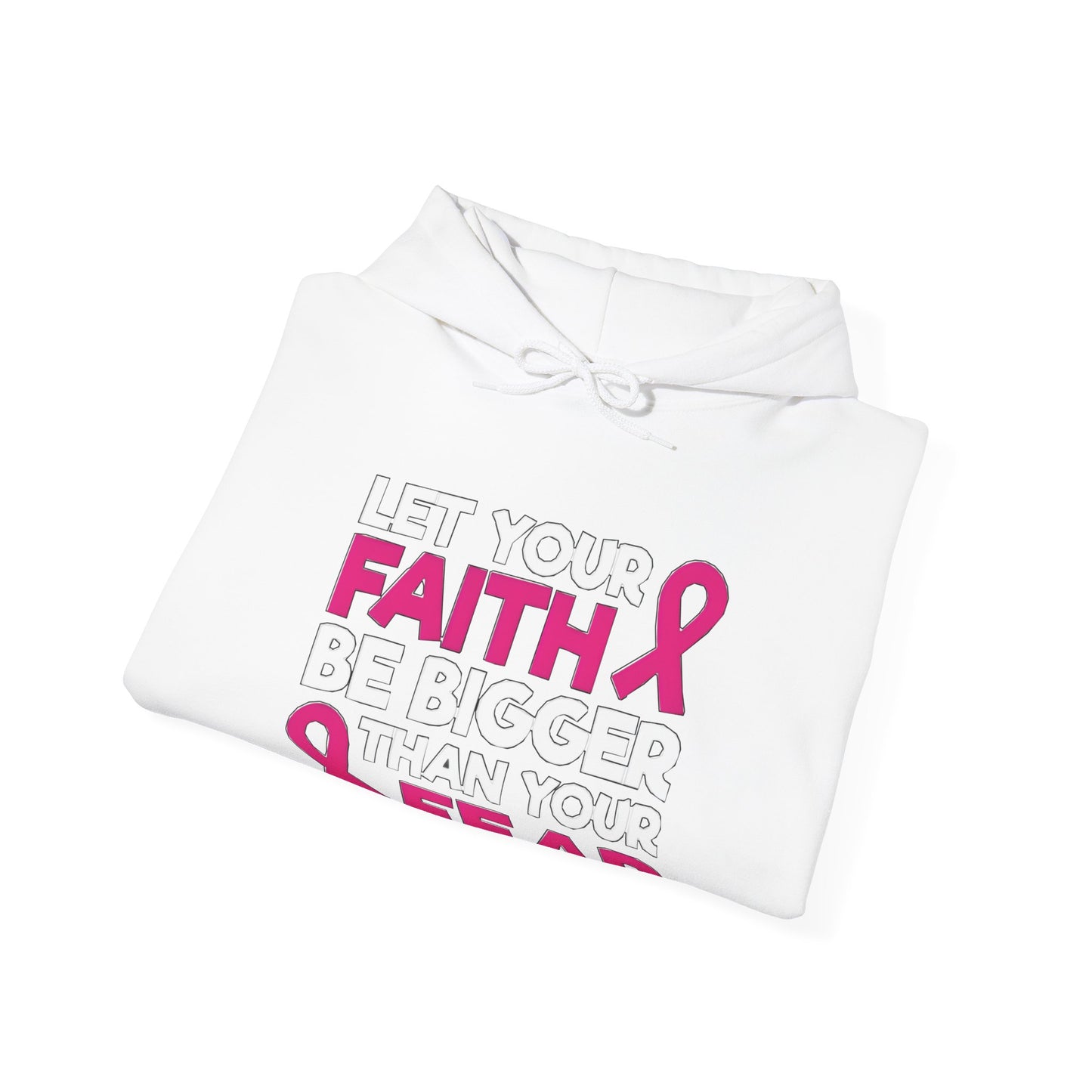 Pink Ribbon Faith Hooded Sweatshirt - Inspirational Gift for Breast Cancer Awareness, Cozy Fashion, Everyday Wear, Supportive Message