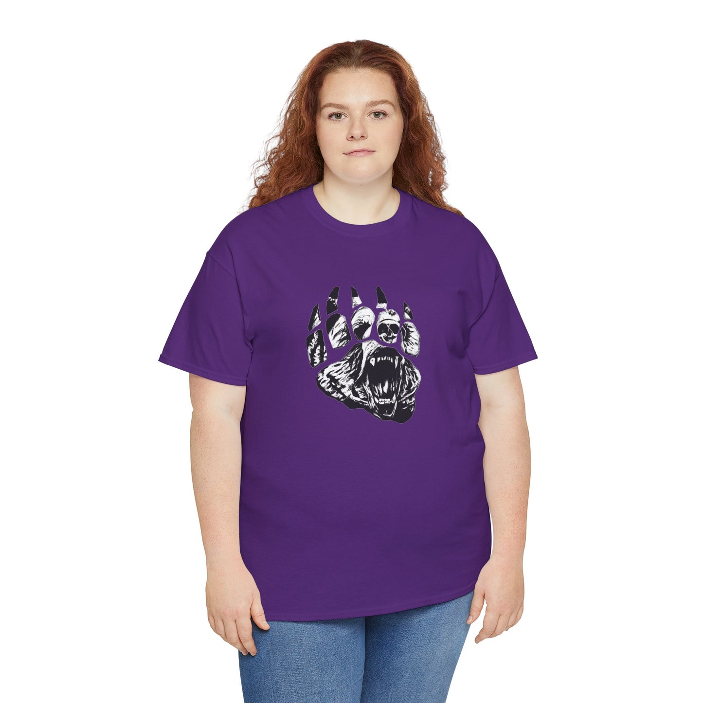 Bear face in bear paw Unisex Heavy Cotton Tee