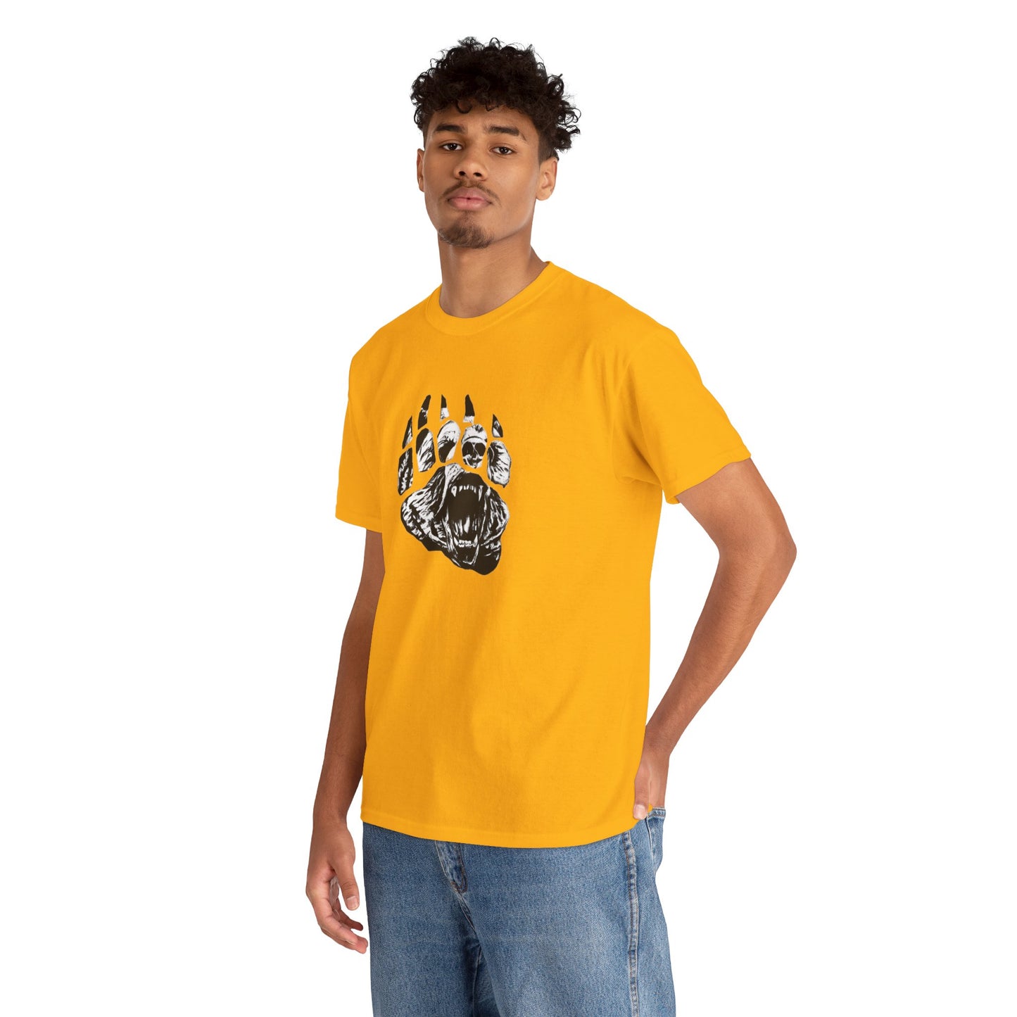 Bear face in bear paw Unisex Heavy Cotton Tee
