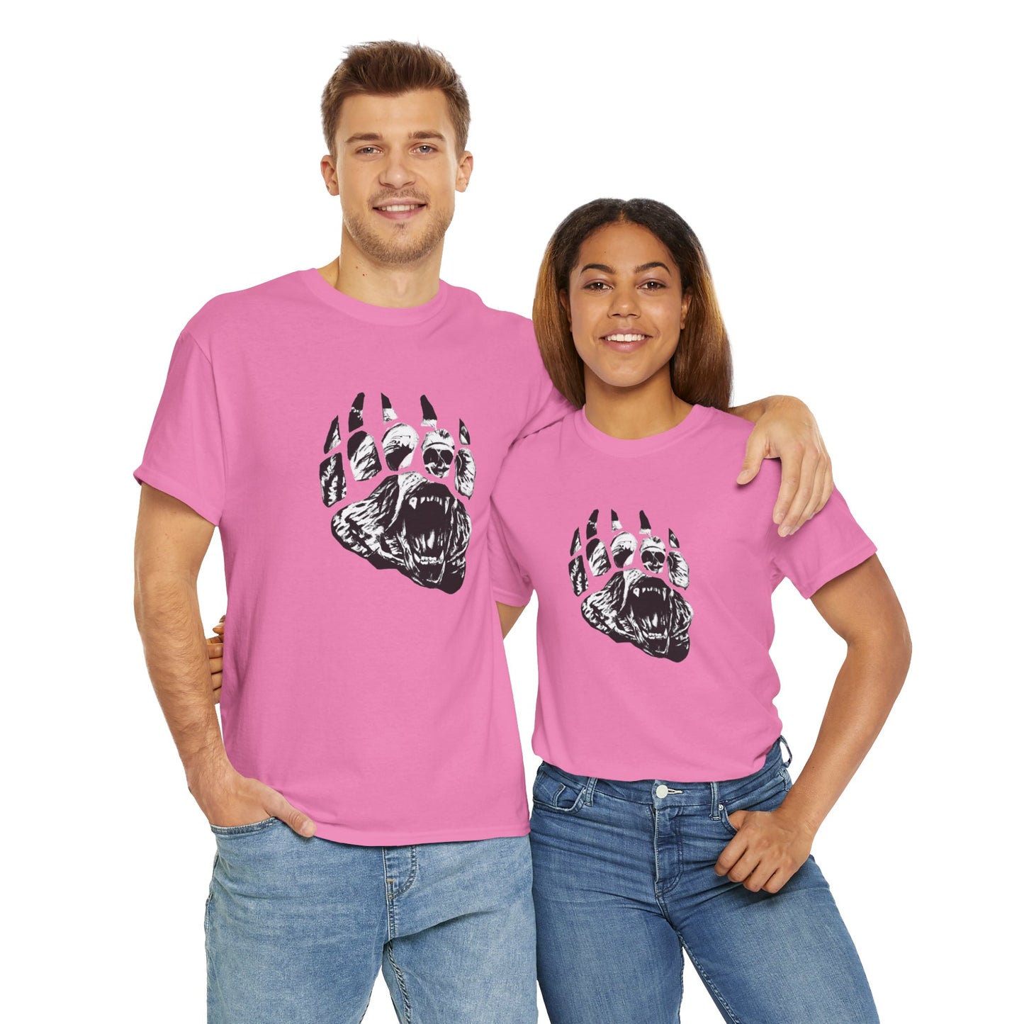 Bear face in bear paw Unisex Heavy Cotton Tee