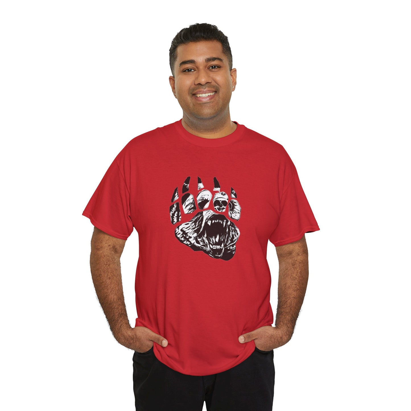 Bear face in bear paw Unisex Heavy Cotton Tee