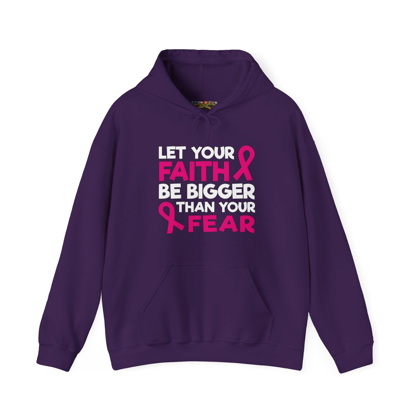 Pink Ribbon Faith Hooded Sweatshirt - Inspirational Gift for Breast Cancer Awareness, Cozy Fashion, Everyday Wear, Supportive Message
