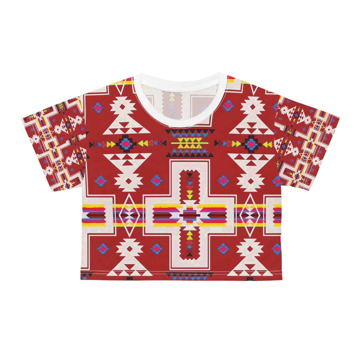 Red native print Crop Tee (AOP)