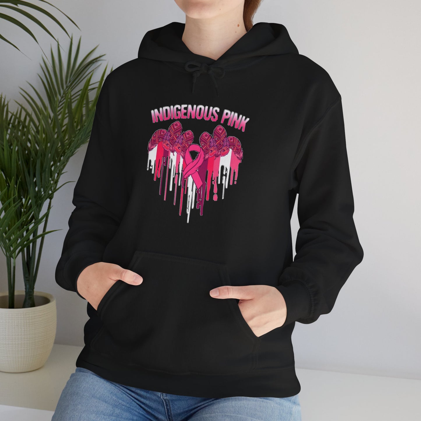 Indigenous Pink Unisex Heavy Blend™ Hooded Sweatshirt, Streetwear Hoodie, Casual Pullover, Gift for Her, Trendy Winter Clothing, Fashionable Layer