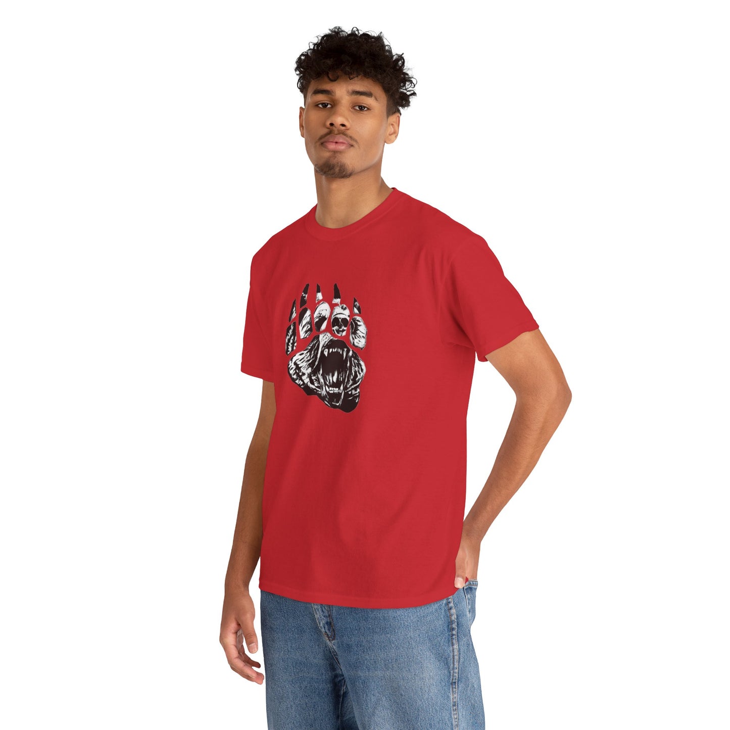 Bear face in bear paw Unisex Heavy Cotton Tee
