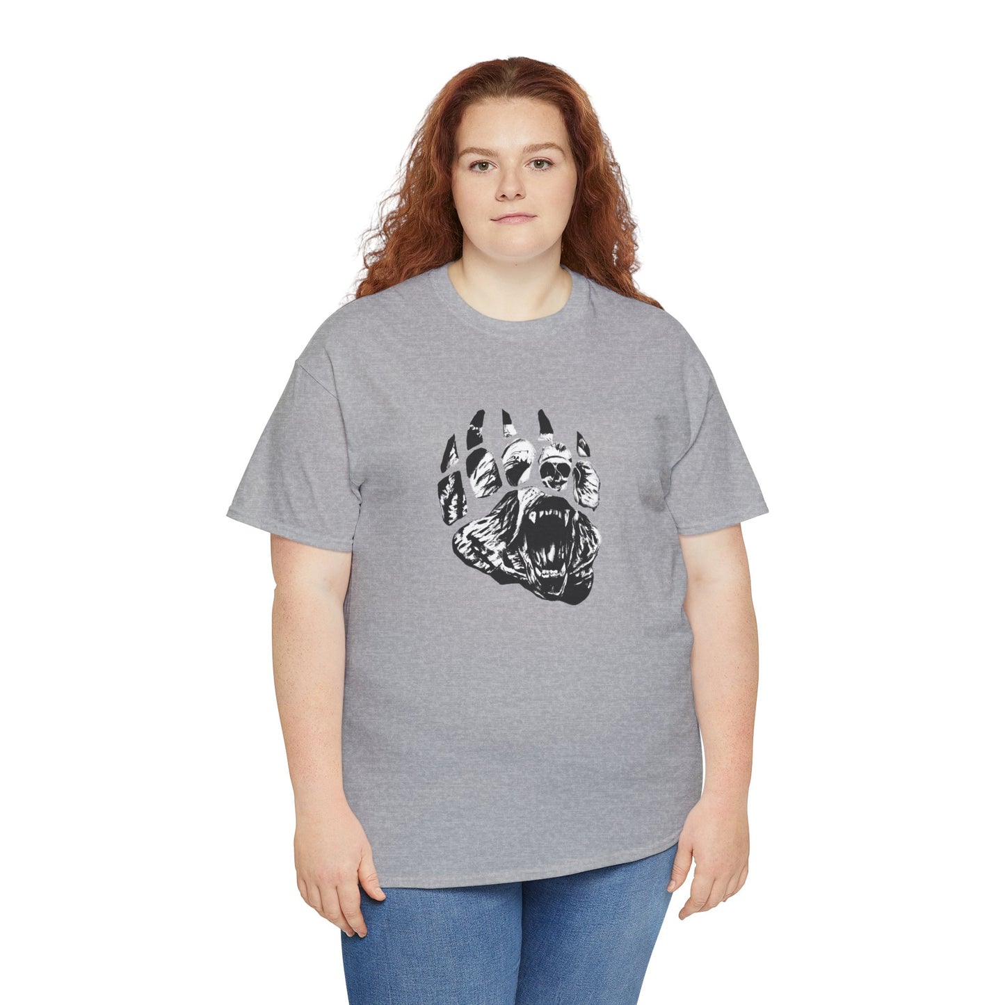 Bear face in bear paw Unisex Heavy Cotton Tee
